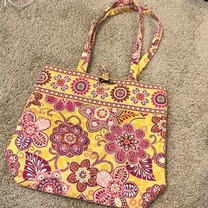 Vera Bradley Floral Yellow and Pink Tote Bag